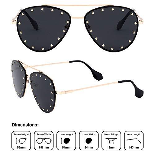 Brooklyn Rimless Oversized Studded Aviators Sunglasses Riveted Fashion Men Women - Bild 3 von 8