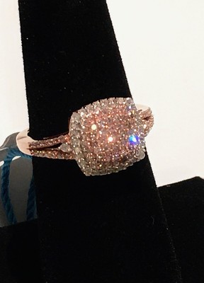NWT NATURAL PINK DIAMOND SPLIT CLUSTER RING SIZE 6, 10K ROSE GOLD (0.50