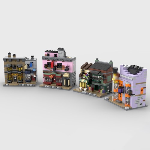 MOC: 4-in-1 Magic Shop Ice Cream Parlour Architecture Bundles 1617 Pieces - Picture 4 of 5