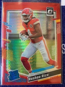 RASHEE RICE 2023 Panini Donruss Optic Red Hyper Prizm Rated Rookie #257 CHIEFS