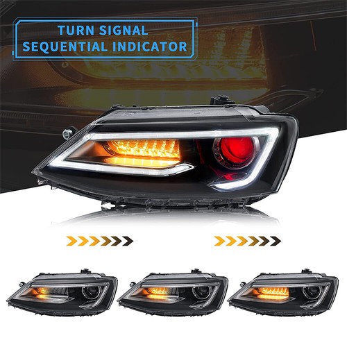VLAND Projector LED Headlights Red Demon Headlamps For 2011-2018 VW Jetta MK6 *2 - Picture 4 of 12