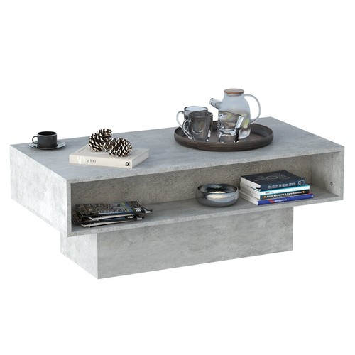 Modern High Glossy Farmhouse Grey Coffee Table with Storage 16 Colors LED Lights - Picture 12 of 12