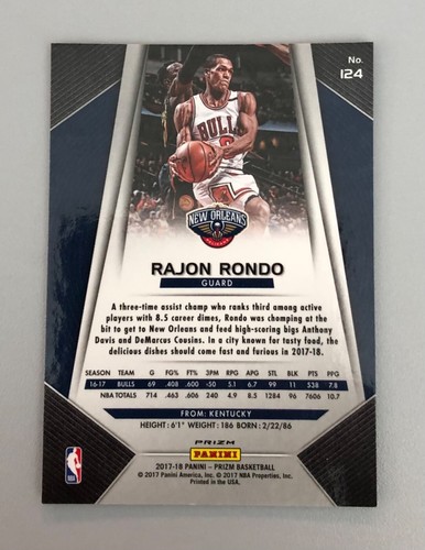 Rajon Rondo 2017-18 Prizm Fast Break FREE SHIPPING! - Picture 2 of 2