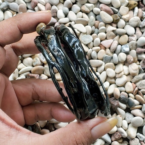Bracciale Akar Bahar Autentico Fatto a Mano Corallo Indonesiano Nero #33 - Foto 5 di 7