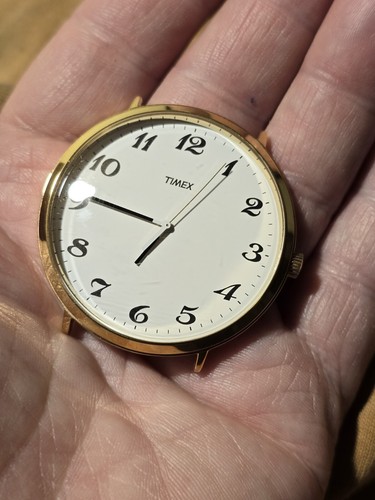 Mens/women's VINTAGE TIMEX Jumbo Watch ⌚️ 59mm. Brass/Gold Original Leather Band - Picture 23 of 24