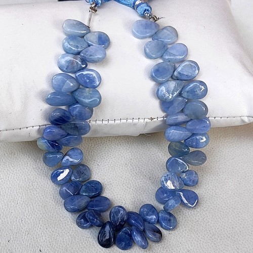 Piedras preciosas de zafiro azul natural 10x7 mm cuentas lisas en forma de pera hilo de 7,5" - Imagen 5 de 9