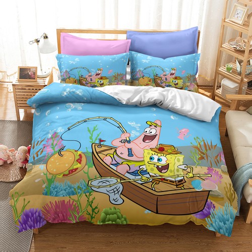 SpongeBob Quilt Duvet Donna Cover Pillowcase Bedding Set Single Double KING - Picture 53 of 54