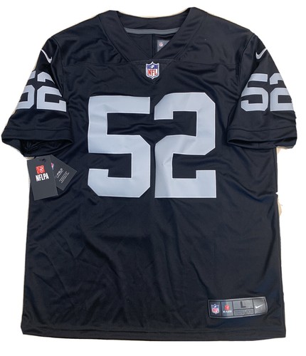 New Khalil Mack Mens Large Nike Tags Raiders Black Limited Stitched Jersey NWT - Picture 2 of 12