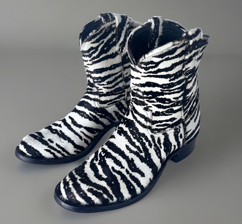 TEDDY VONRANSON NEU handgefertigte Ponyhaar Leder Cowboystiefel Zebra Herren Größe 11