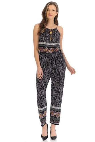 Auliné Collection Womens Sleeveless Halter Neck Boho Long Pants Romper Jumpsuit - Picture 13 of 28