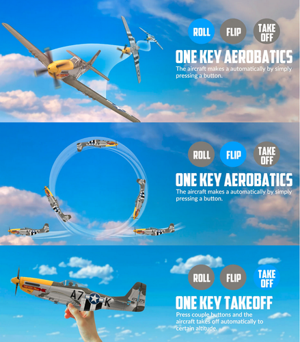 2.4G RC Plane VOLANTEX P51D Mustang 4CH Aerobatics RTF Brushless Motor Airplane - Picture 10 of 11