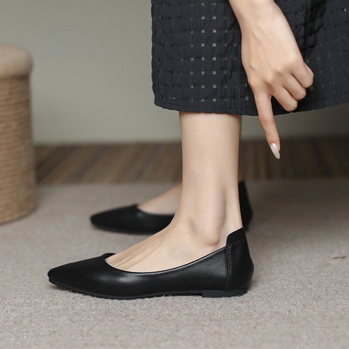 Women's Pointed Toe Flat Faux Leather Work OL Shoes Dress Comfort Pumps Loafers - Imagen 2 de 26