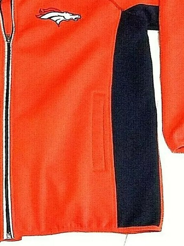 Mens Denver Broncos NFL Full Zip Jacket Adult Size XXL Orange & Navy Blue - Picture 4 of 6