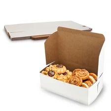 MT Products White Cookie Box - 10" x 6" x 3.5" Bakery Boxes No-Window Pack of 15