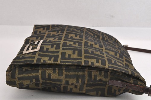 Authentic FENDI Vintage Zucca Shoulder Cross Bag Purse Nylon Leather Brown 4749M - Picture 5 of 10