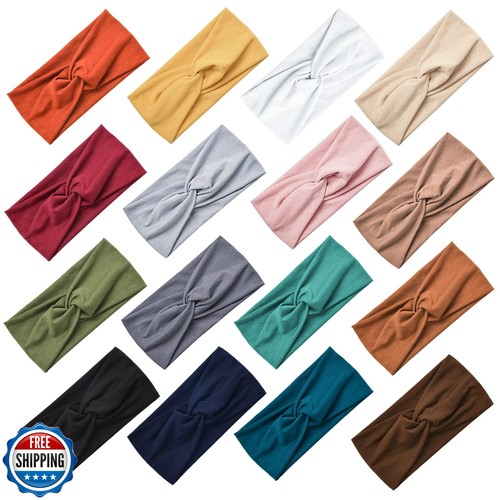 Jesries Headbands for Women Elastic Non Slip Turban Hair Band Knotted Cross W