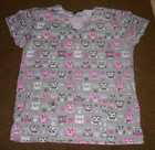 Cute Owls Scrub Uniform Top Ladies S Small