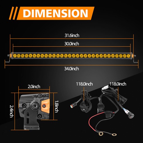 Combo de luces antiniebla LED amarillas de 30 pulgadas para conducción camión todoterreno SUV de 32"" - Imagen 9 de 13