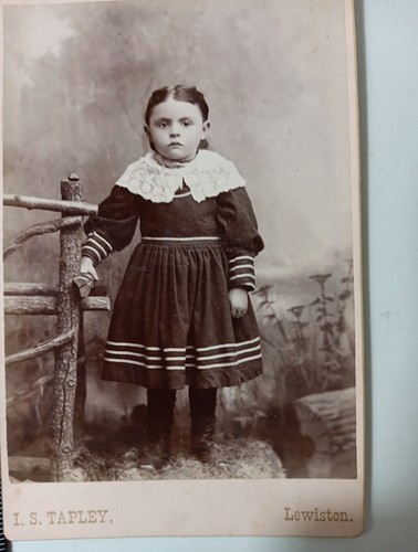 CIRCA 1880s ISSAC S. TAPLEY LEWISTON MAINE YOUNG GIRL IN DRESS WHITE COLLARS 4x6 - Picture 6 of 7