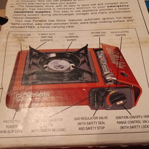 Portable Butane Gas Stove Glowmaster GM911ES w/Carrying Case Camping Hiking NICE - Picture 2 of 14