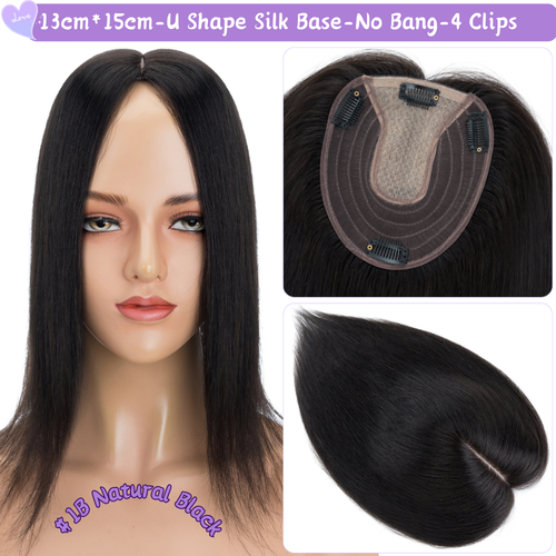 Silk Base Clip In Topper Haipiece 100% Human Hair for Women Thin Hair Toupee Wig - Picture 67 of 133