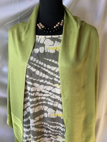 Apple Green Scarf Wrap Shawl With Fringe Edge -New - Picture 2 of 5