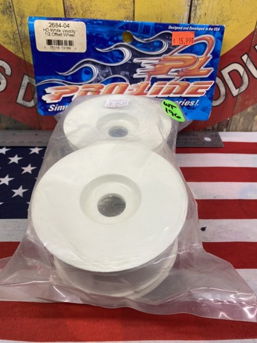 PRO-LINE  2684-04 23mm HD White Velocity 1/2 Offset Wheels {1pr.} NIP USA Ship - Picture 1 of 4