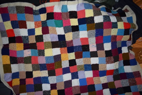Textile Art Patchwork Wolldecke Hommage à PAUL KLEE 130x120 Wandbehang bedcover - Bild 6 von 10