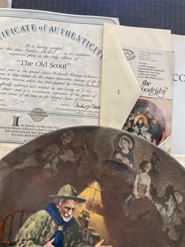 The Old Scout, Norman Rockwell Boy Scout Ceramic Plate,certificate And Papers - Picture 2 of 12