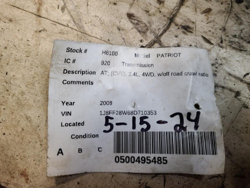 Used Automatic Transmission Assembly fits: 2008 Jeep Patriot AT CVT 2.4L 4WD w/o - Picture 7 of 24