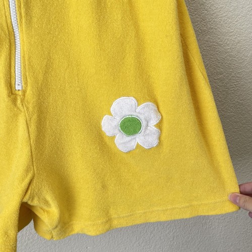 VTG Honors Girls Yellow Flower Terry Cloth Romper Sz XL Beach Hippie Cover Up - Picture 3 of 19