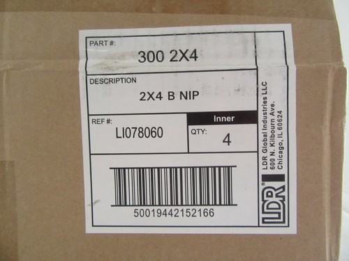 (Box of 4) LDR 300 2x4 Black Steel Pipe Nipple - Picture 2 of 3