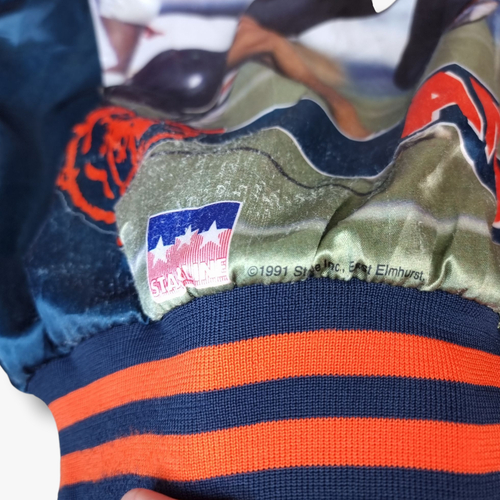 VINTAGE NFL Starline Neal Anderson Chicago Bears Satin Jacket Medium M Mens 1991 - Picture 5 of 15