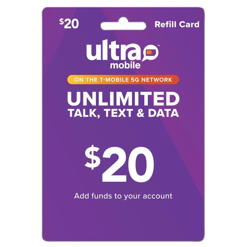 Ultra mobile prépayé sans fil 20 $ recharge directe plans PayGo - Photo 1/3