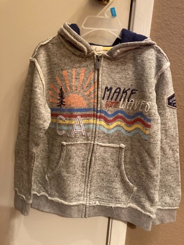 New PEEK Full Zip Hoodie Sweatshirt “Make Some Waves” Boys 4-5 Gray $52. - Picture 1 of 6