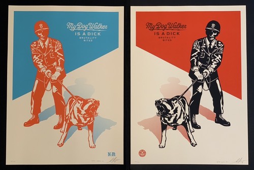 Sadistic Dog Walker Diptych Matching Number Set /450 Shepard Fairey Obey Giant - Picture 1 of 7