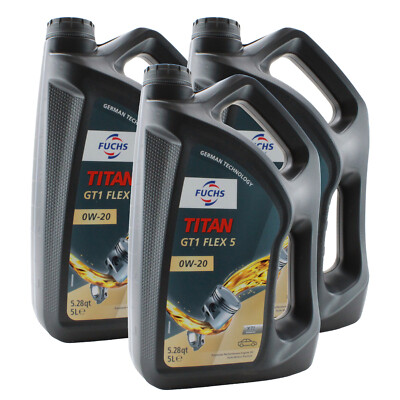 Fuchs 15 Liter TITAN GT1 FLEX 5 SAE 0W-20 Engine Oil 3 x 5L for Acura Honda MB