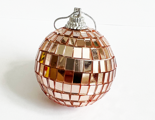 Hanging Rose Gold Disco Ball Christmas Tree Ornament - Picture 2 of 2