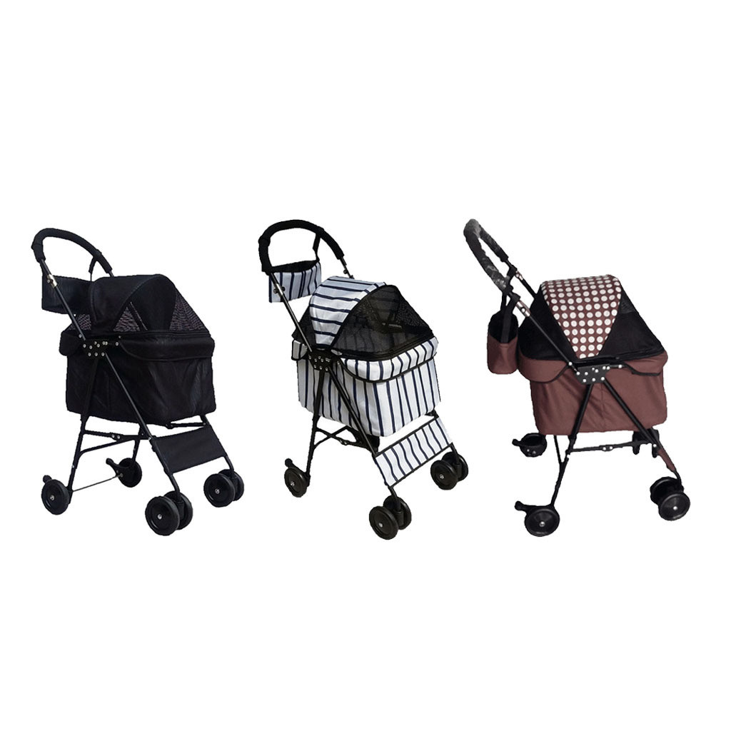 4 Ruote Passeggino per animali domestici per gatti cani, facile da piegare con Finestra Mesh, Cesto di stoccaggio 4 Ruote Passeggino per animali domestici per gatti cani, facile da piegare con Finestra Mesh, Cesto di stoccaggio