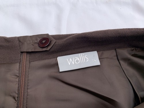 Ladies Wallis Brown Lined Linen Rich Pencil Style Skirt UK 14 - Picture 7 of 10
