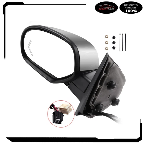 Left Power Memory Heated Chrome Signals Driver Side Mirror For GM Pickup