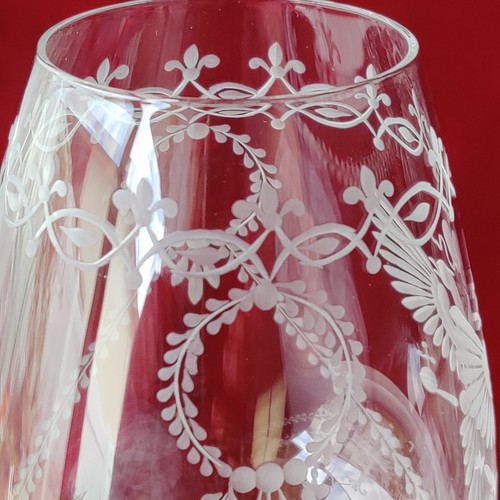 FABERGE Crystal Romanov Imperial Double Headed Eagle Etched Wine Glass Goblet - Picture 18 of 23