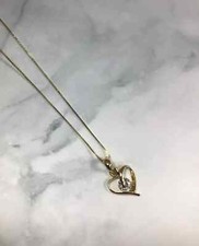 14k Solid Real yellow gold Heart Necklace Fancy Charm Pendant Valentine Gift