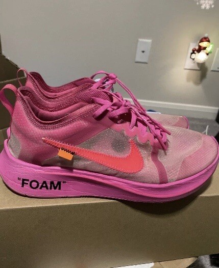 Size 9- Nike Zoom Fly SP x OFF-WHITE Tulip Pink 2018
