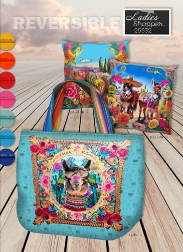 STENZO Tasche Panel Mexicana Alpaka Esel bunt - 100% Baumwolle SELBERNÄHEN DIY - Bild 3 von 4