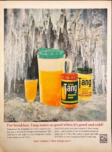 1961 Tang Breakfast Drink Print Ad Pitcher Vitamin C Icicles Background - Picture 1 of 6