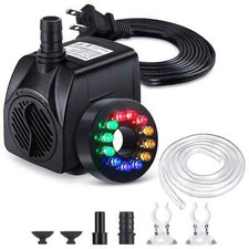 Fountain Pump with LED Lights 220GPH15W 900L/H Submersible Water Pump Durable...