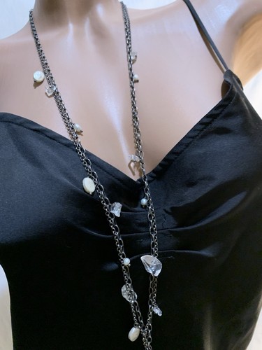 ❤️SILPADA Sterling 925 Silver Pearl Crystal Tassel Necklace N1492 35" $164 - Picture 2 of 11