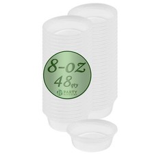 PARTY BARGAINS 8 oz. Deli Containers with Lids - [48 Count] Round C... Fast Ship