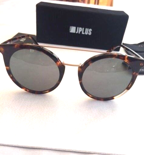JPLUS CHERMAN SUNGLASS 5057-02 51 DARK HAVANA TORTOISE/GREEN/GOLD ROUND - Picture 1 of 12